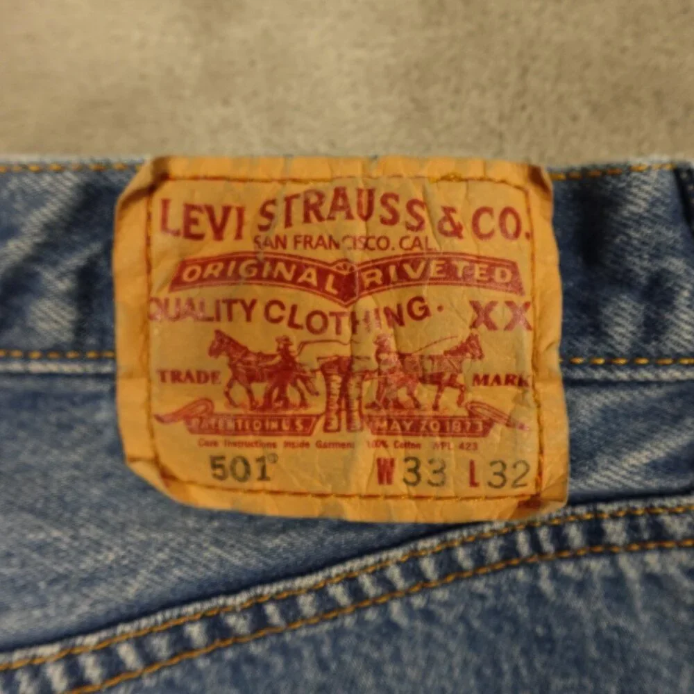 Levi's jeans 501 Original Fit straight men's 33x32 stonewash blue‎ denim red tab